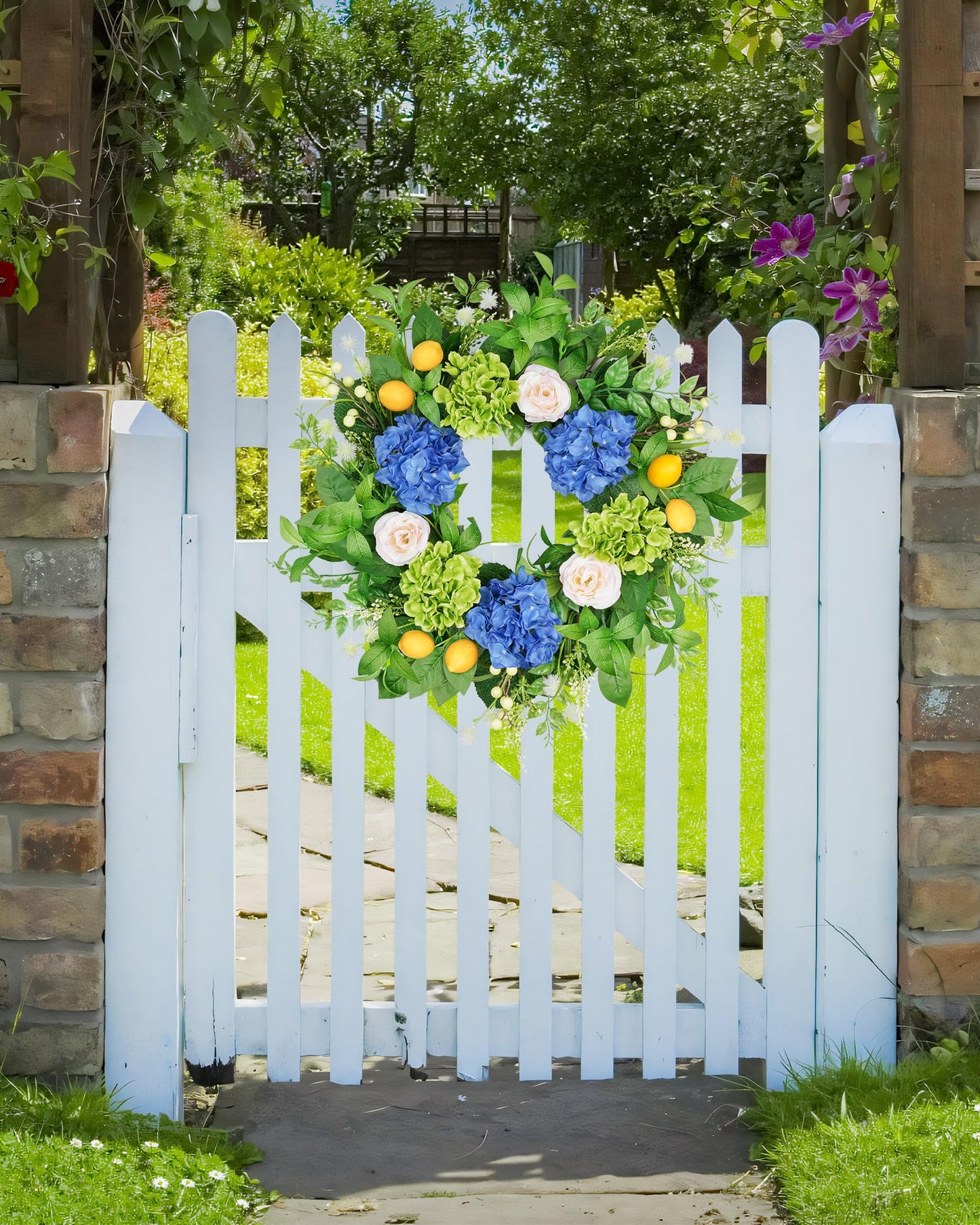 24" Spring & Summer Lemon Hydrangea Wreath