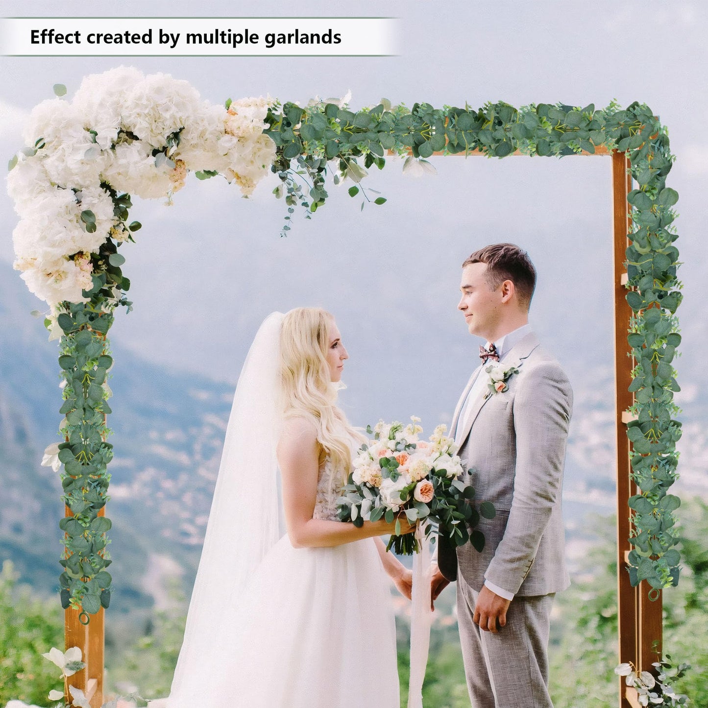 (2 Pack) 5.5 ft Faux Boxwood Eucalyptus Leaves Greenery Garland