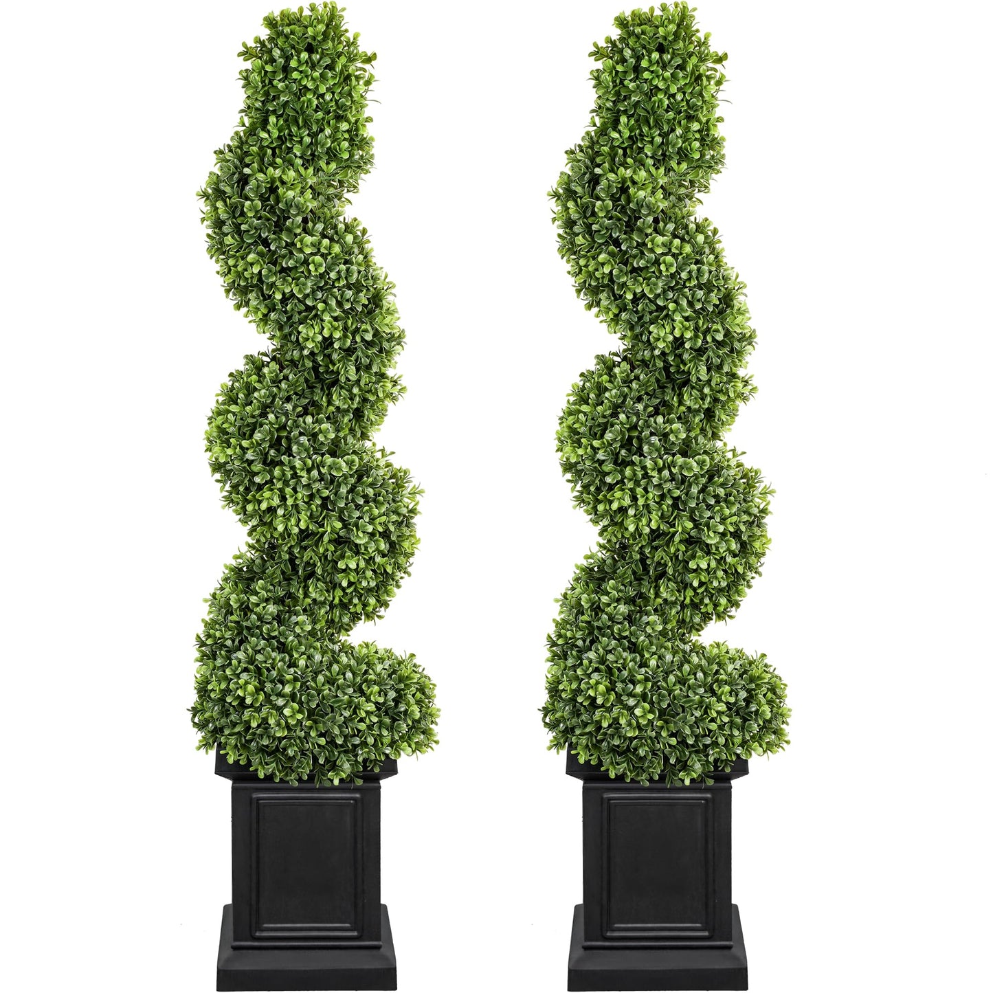 3.5 ft Boxwood Topiary Trees  with Sturdy Pot (Spiral, 2 Pack)