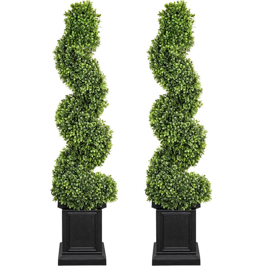 3.5 ft Boxwood Topiary Trees  with Sturdy Pot (Spiral, 2 Pack)