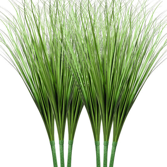 33" Onion Tall Grass Greenery, Faux Fake Grass Shrubs Plant （6 Pack)