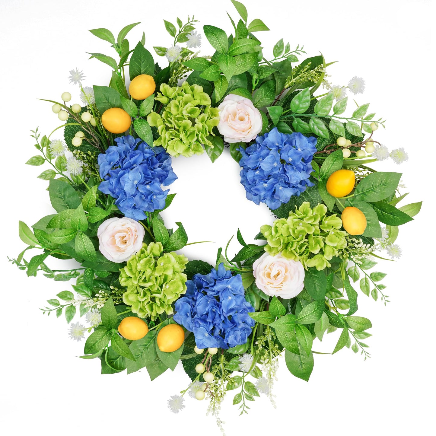24" Spring & Summer Lemon Hydrangea Wreath