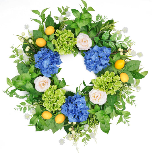 24" Spring & Summer Lemon Hydrangea Wreath