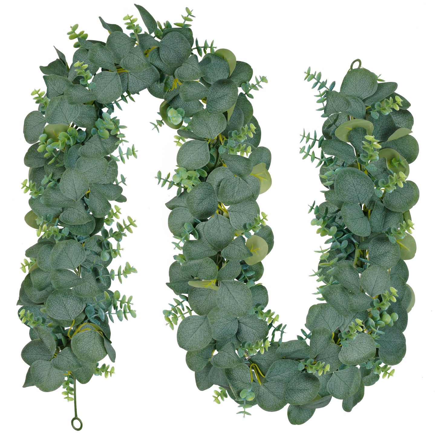(2 Pack) 5.5 ft Faux Boxwood Eucalyptus Leaves Greenery Garland