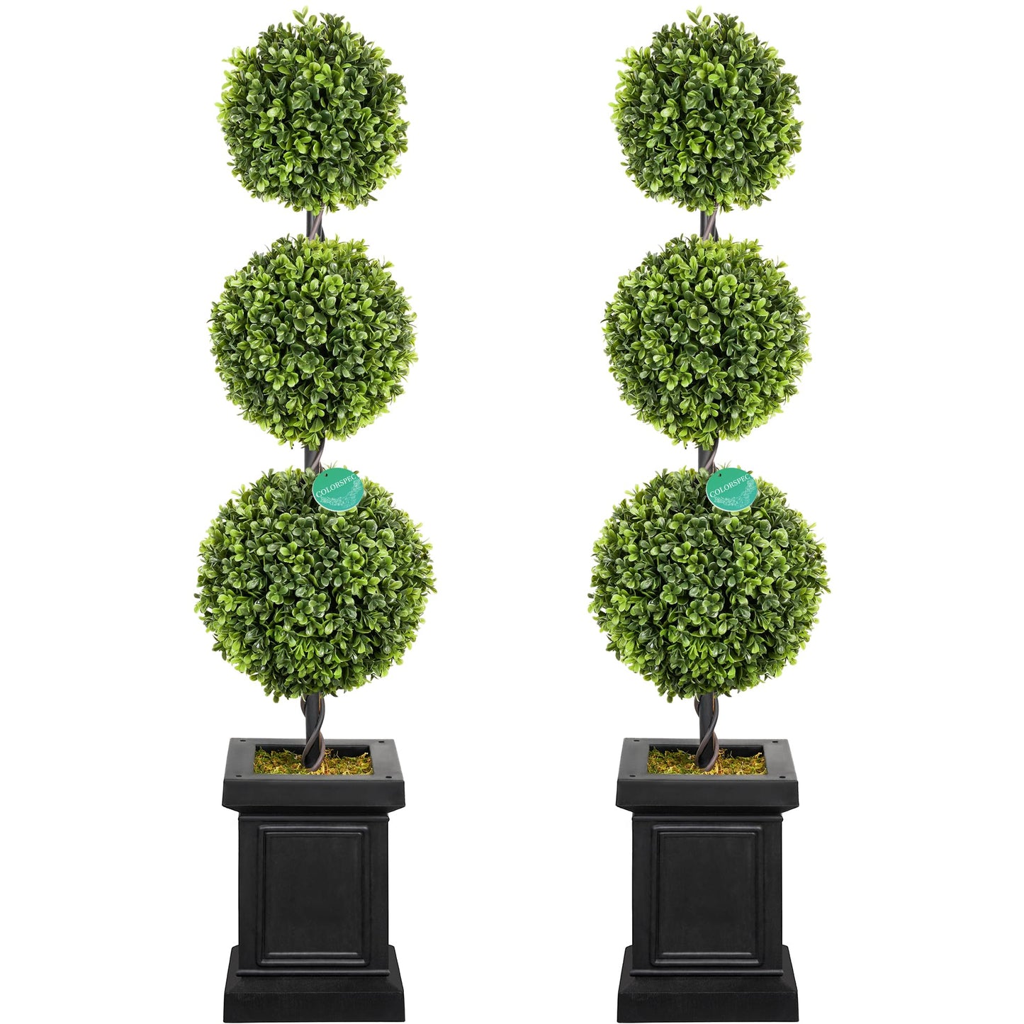 3.5 ft Boxwood Topiary Trees  with Sturdy Pot (Ball, 2 Pack)