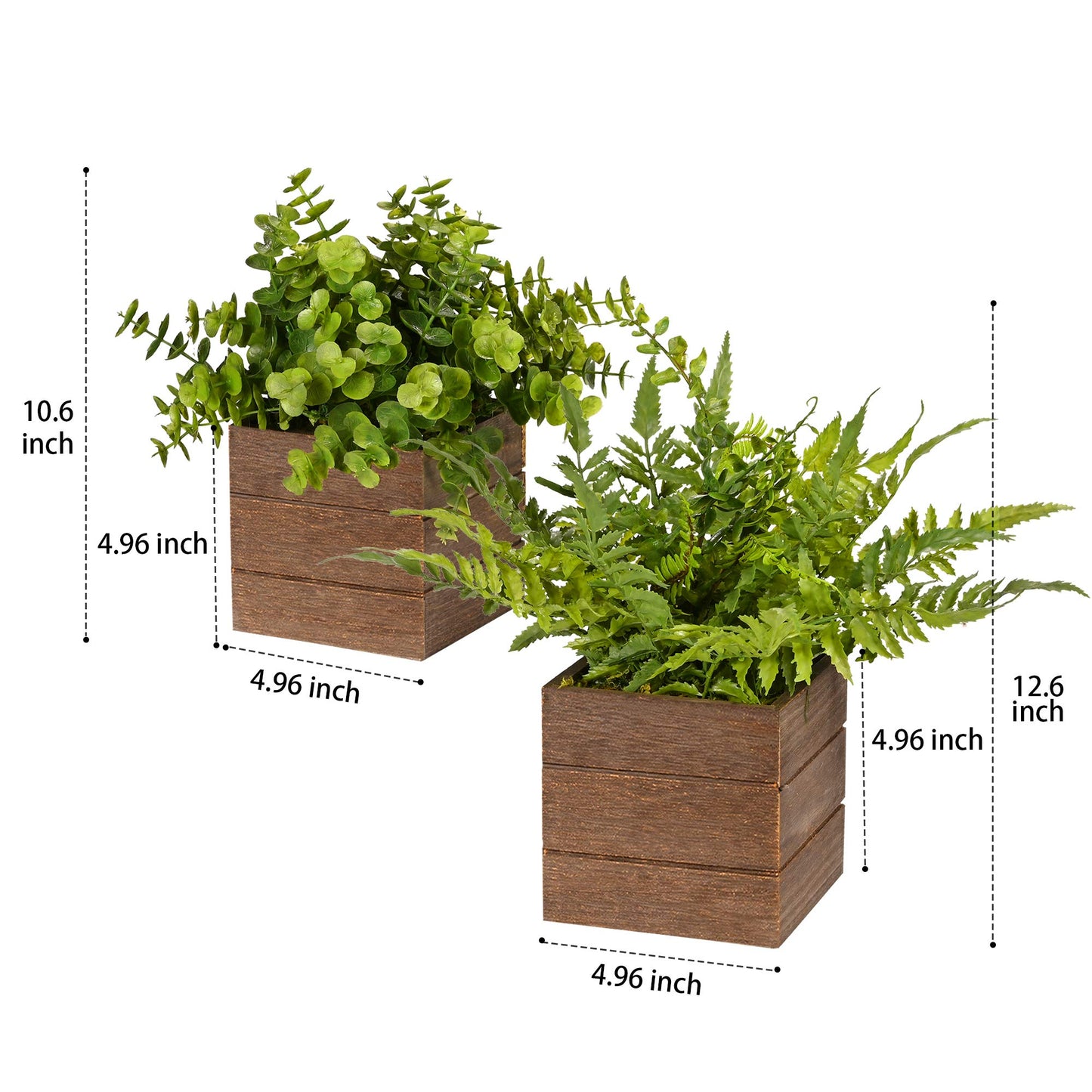 2 Pack Mini Potted Artificial Plastic Boxwood Fern Green Decorative Plant