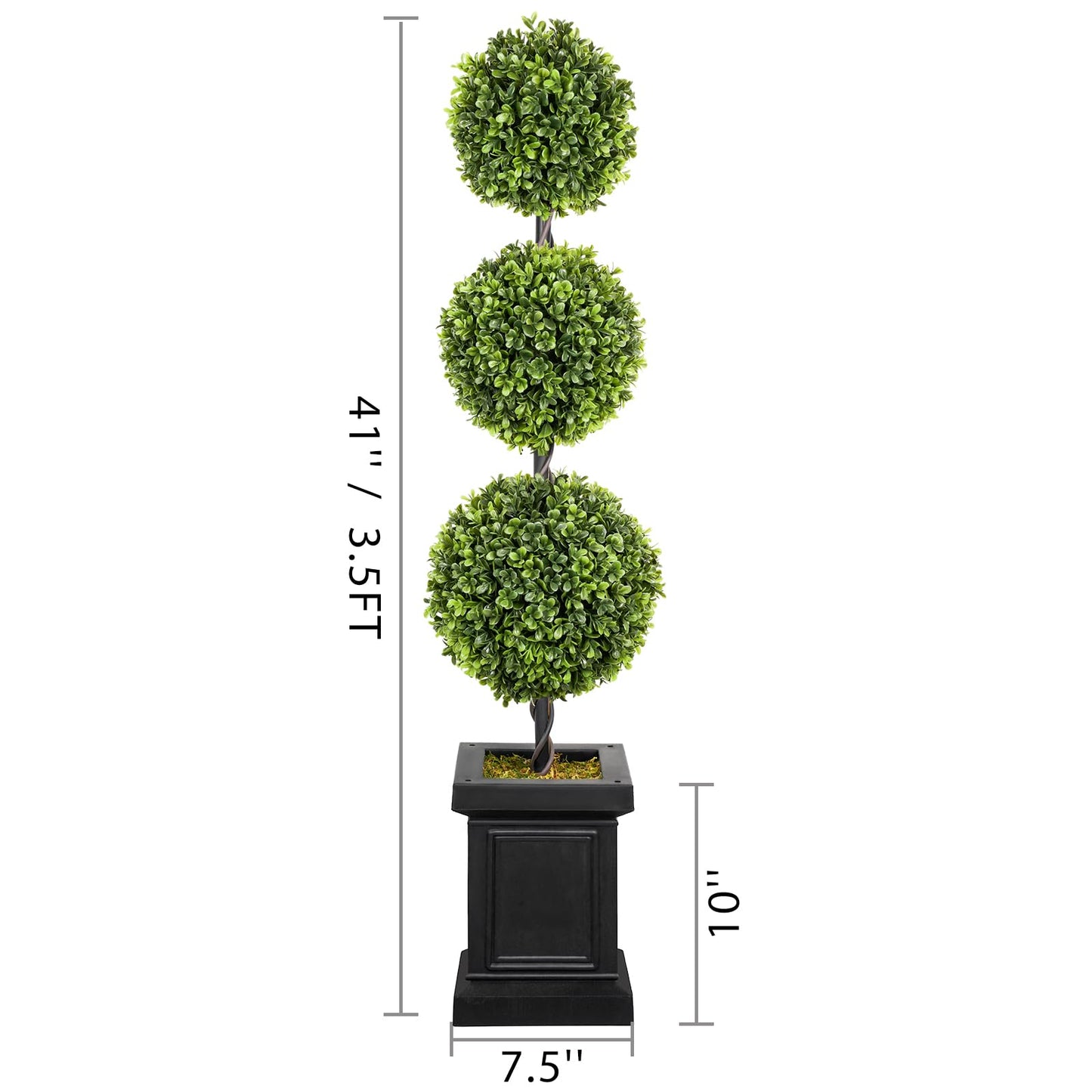 3.5 ft Boxwood Topiary Trees  with Sturdy Pot (Ball, 2 Pack)