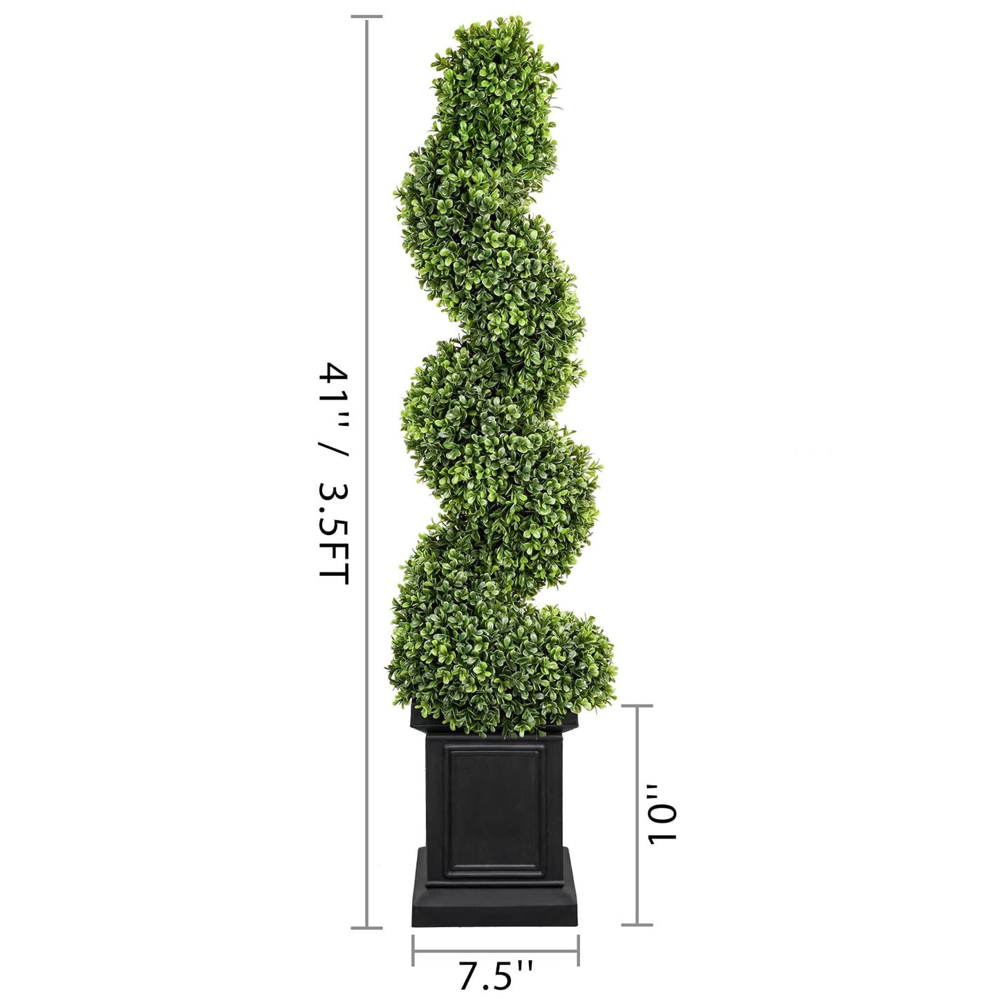3.5 ft Boxwood Topiary Trees  with Sturdy Pot (Spiral, 2 Pack)