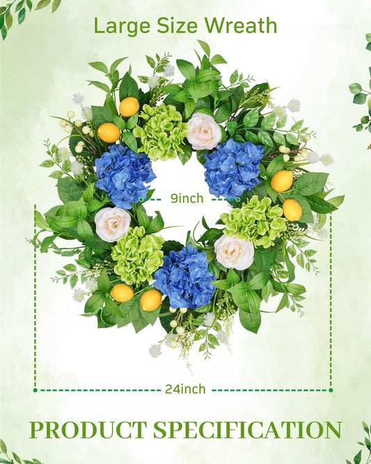 24" Spring & Summer Lemon Hydrangea Wreath