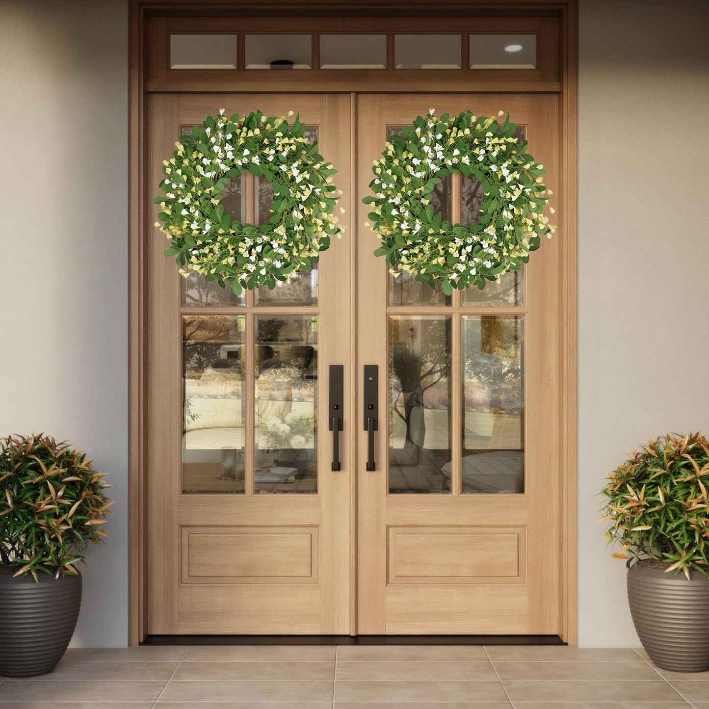 24" Spring Summer Artificial Eucalyptus Floral Wreath