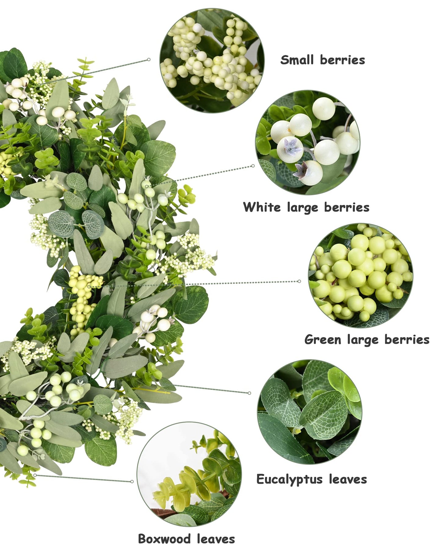 24" Artificial Eucalyptus Leaf Wreath