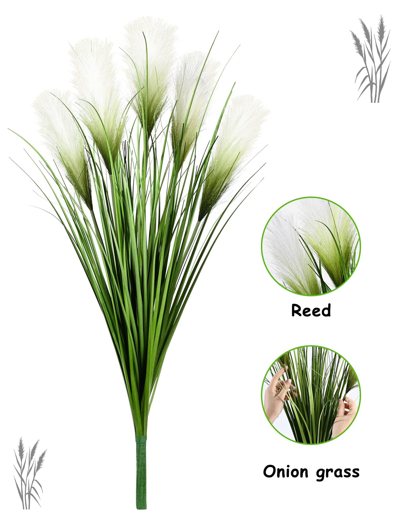 33" Artificial Onion Tall Grass Greenery, Faux Fake Grass Shrubs Plant （6 pack）