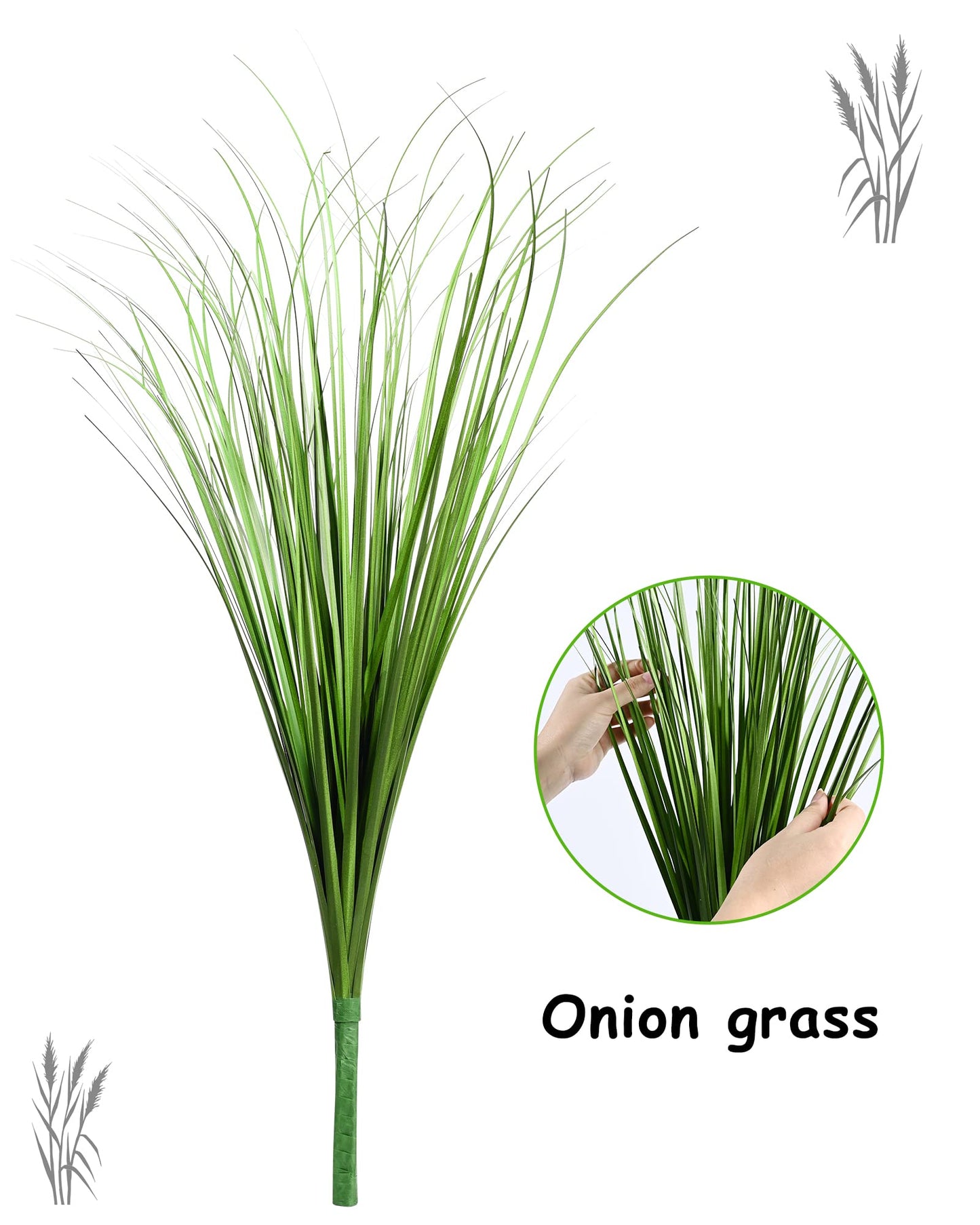 33" Onion Tall Grass Greenery, Faux Fake Grass Shrubs Plant （6 Pack)