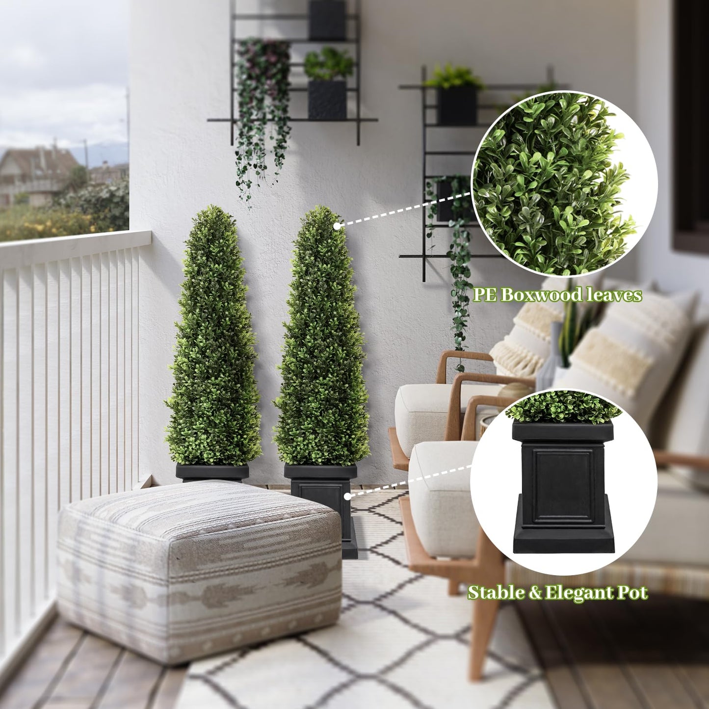 4 ft Boxwood Outdoor Topiary Trees （2 pack)