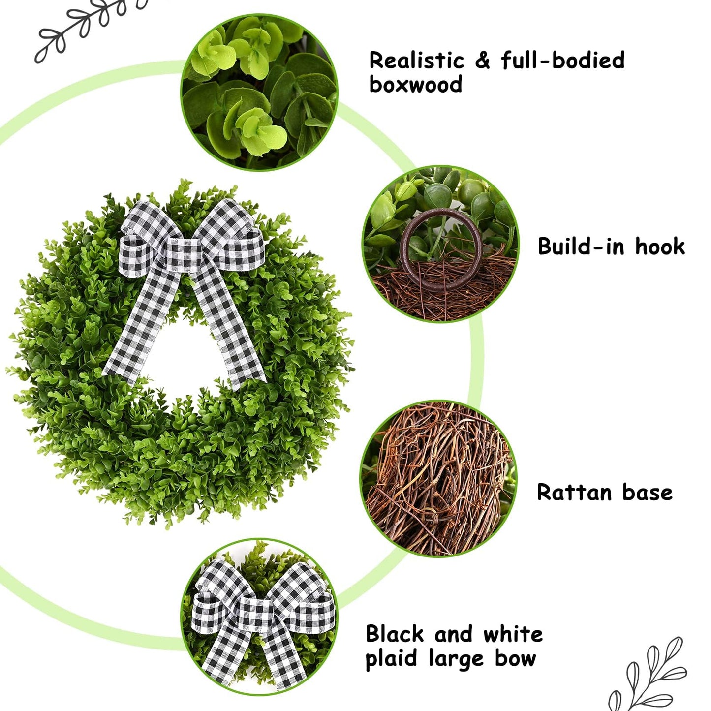 20" to 32" Artificial Boxwood Wreath