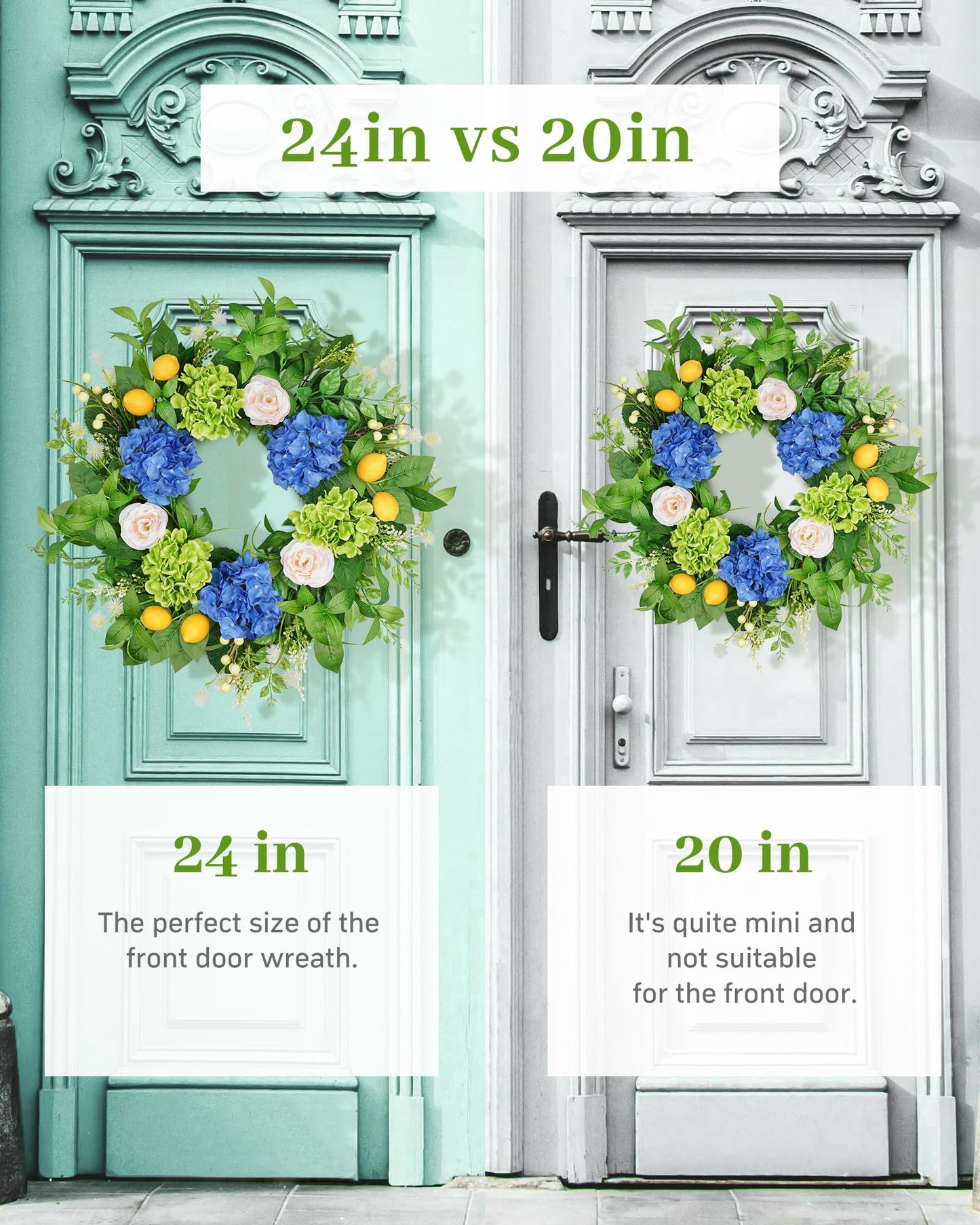24" Spring & Summer Lemon Hydrangea Wreath