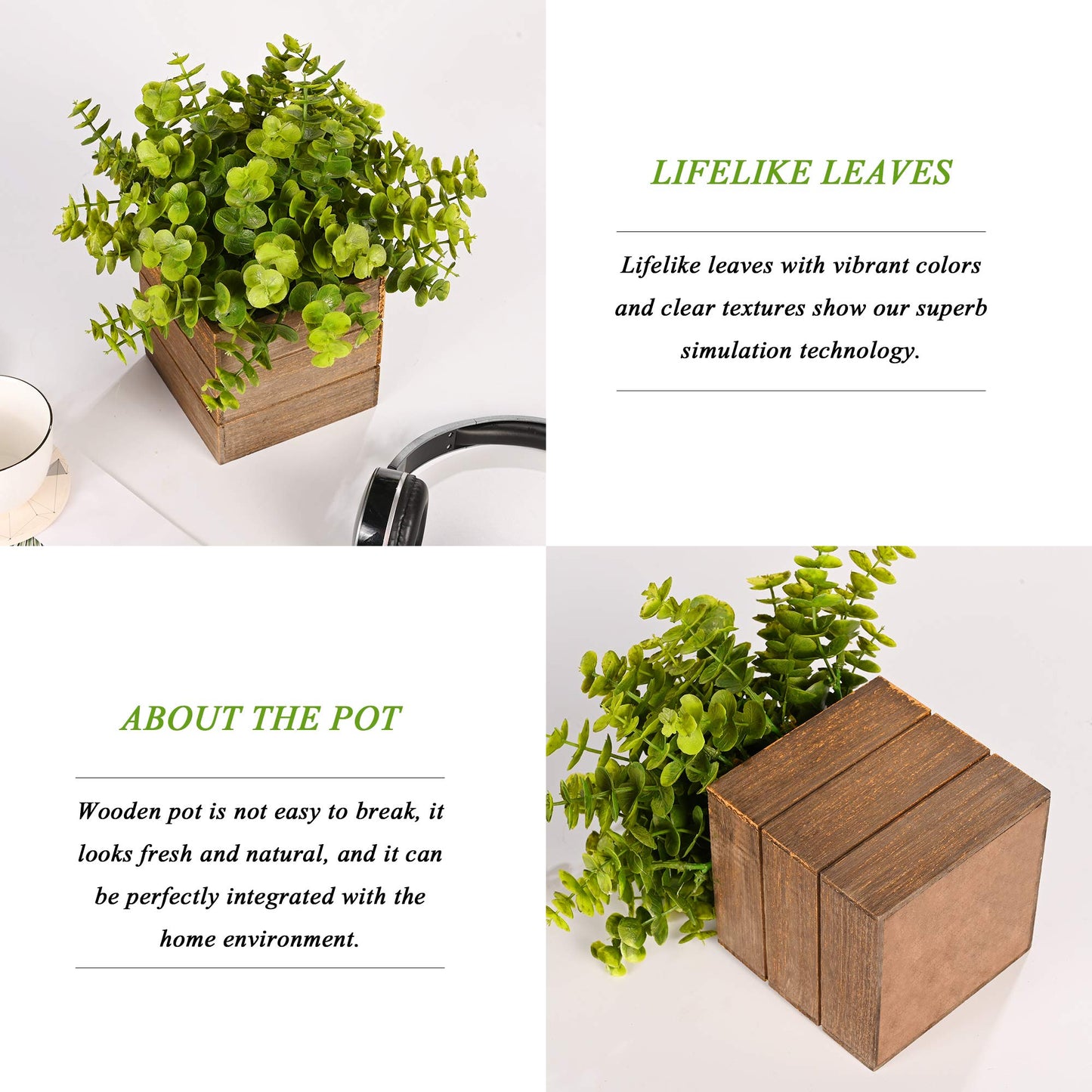 2 Pack Mini Potted Artificial Plastic Boxwood Fern Green Decorative Plant