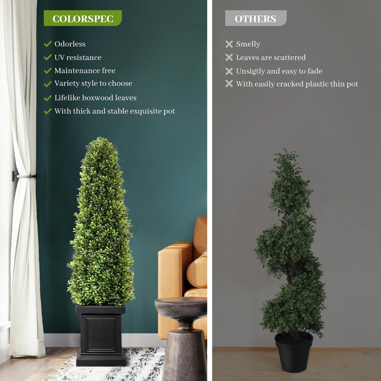 3.5 ft Boxwood Outdoor Topiary (2 Pack）