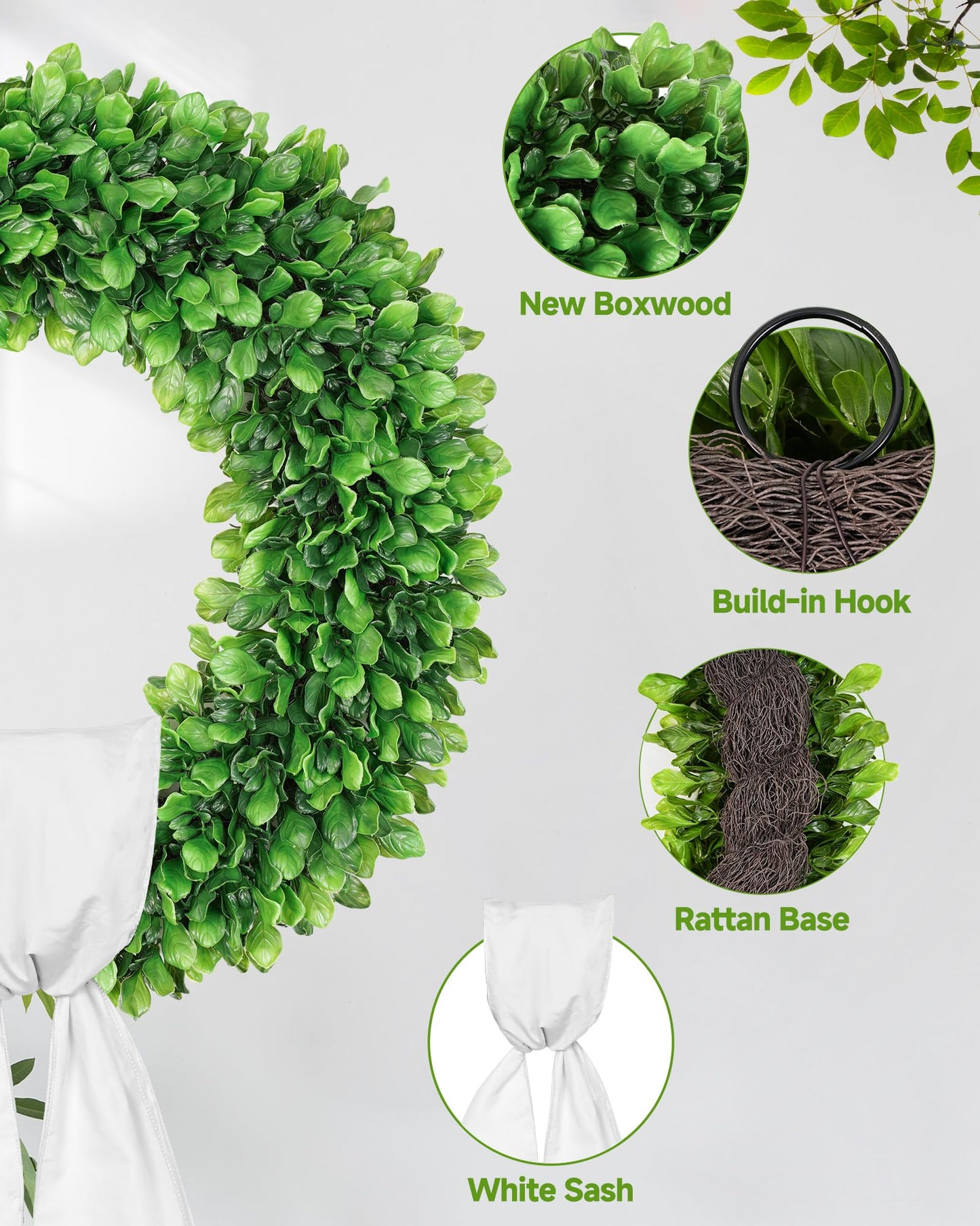 20" & 24" Faux Round Boxwood Wreath