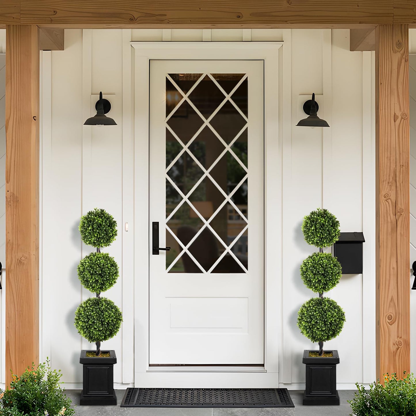 3.5 ft Boxwood Topiary Trees  with Sturdy Pot (Ball, 2 Pack)