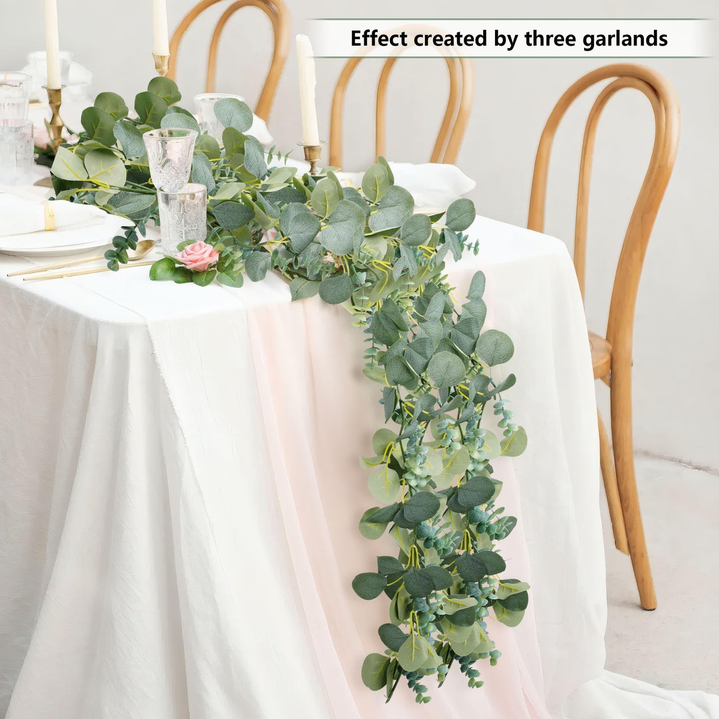 (2 Pack) 5.5 ft Faux Boxwood Eucalyptus Leaves Greenery Garland