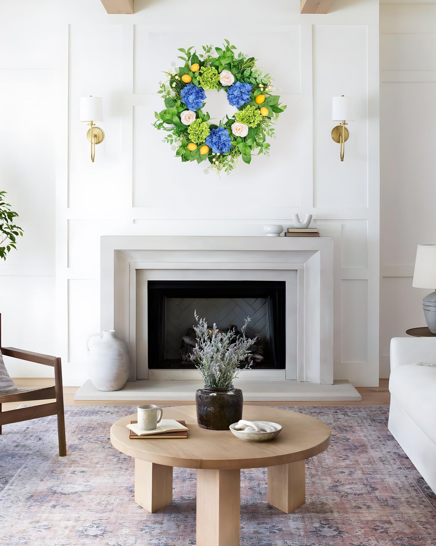 24" Spring & Summer Lemon Hydrangea Wreath
