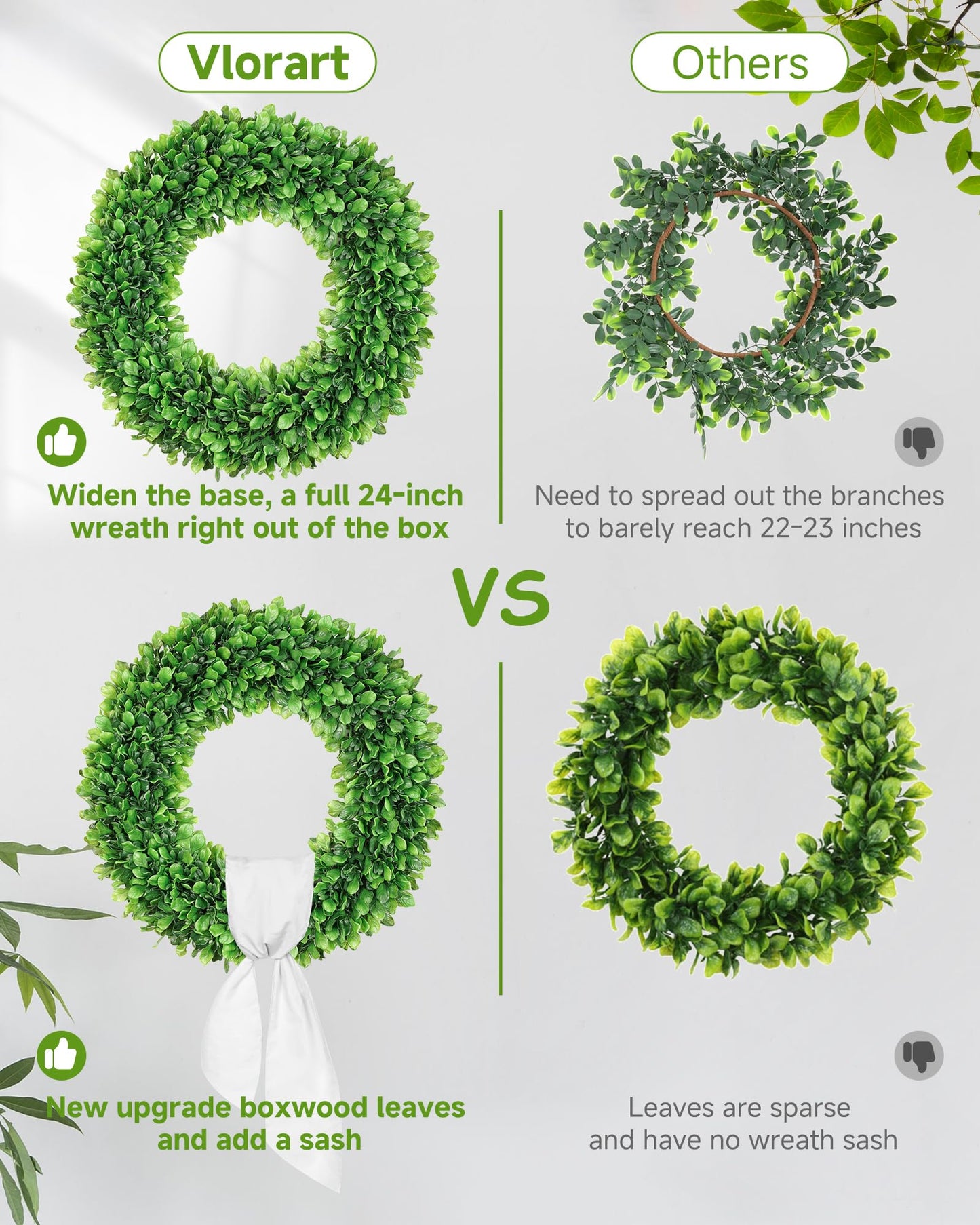 20" & 24" Faux Round Boxwood Wreath