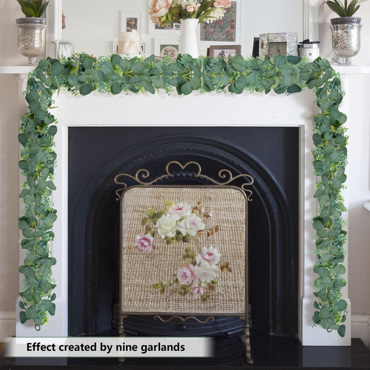 (2 Pack) 5.5 ft Faux Boxwood Eucalyptus Leaves Greenery Garland