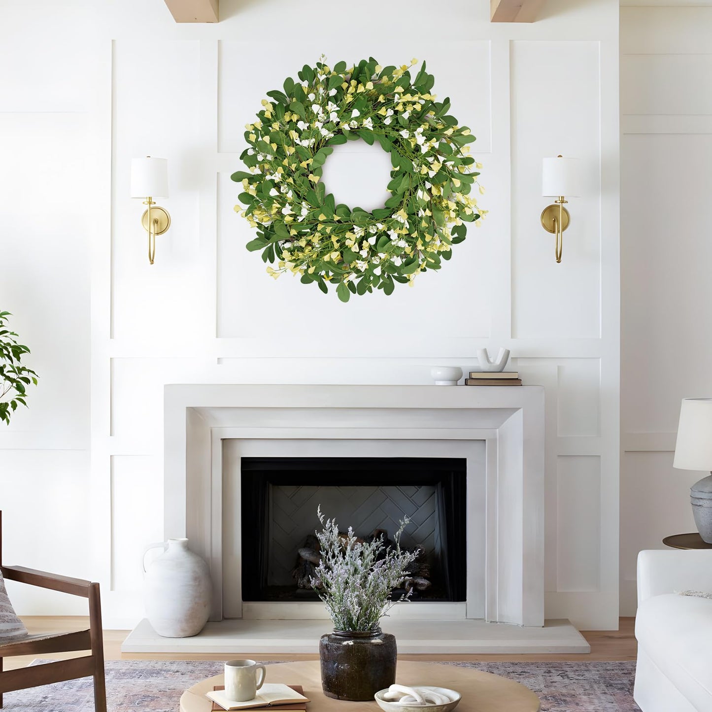 24" Spring Summer Artificial Eucalyptus Floral Wreath