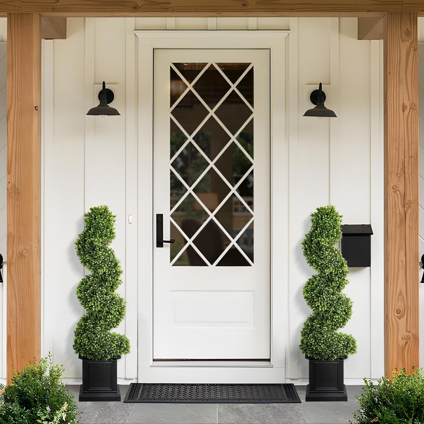 3.5 ft Boxwood Topiary Trees  with Sturdy Pot (Spiral, 2 Pack)