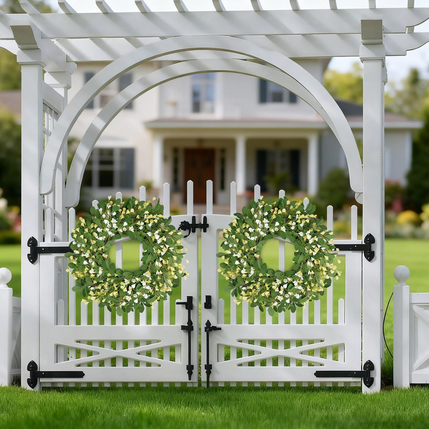 24" Spring Summer Artificial Eucalyptus Floral Wreath